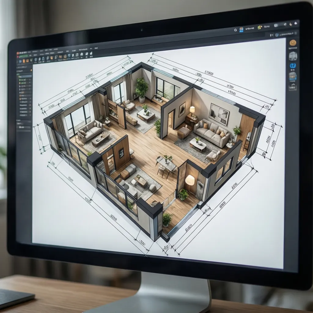 Contoh denah rumah digital tampilan 2D