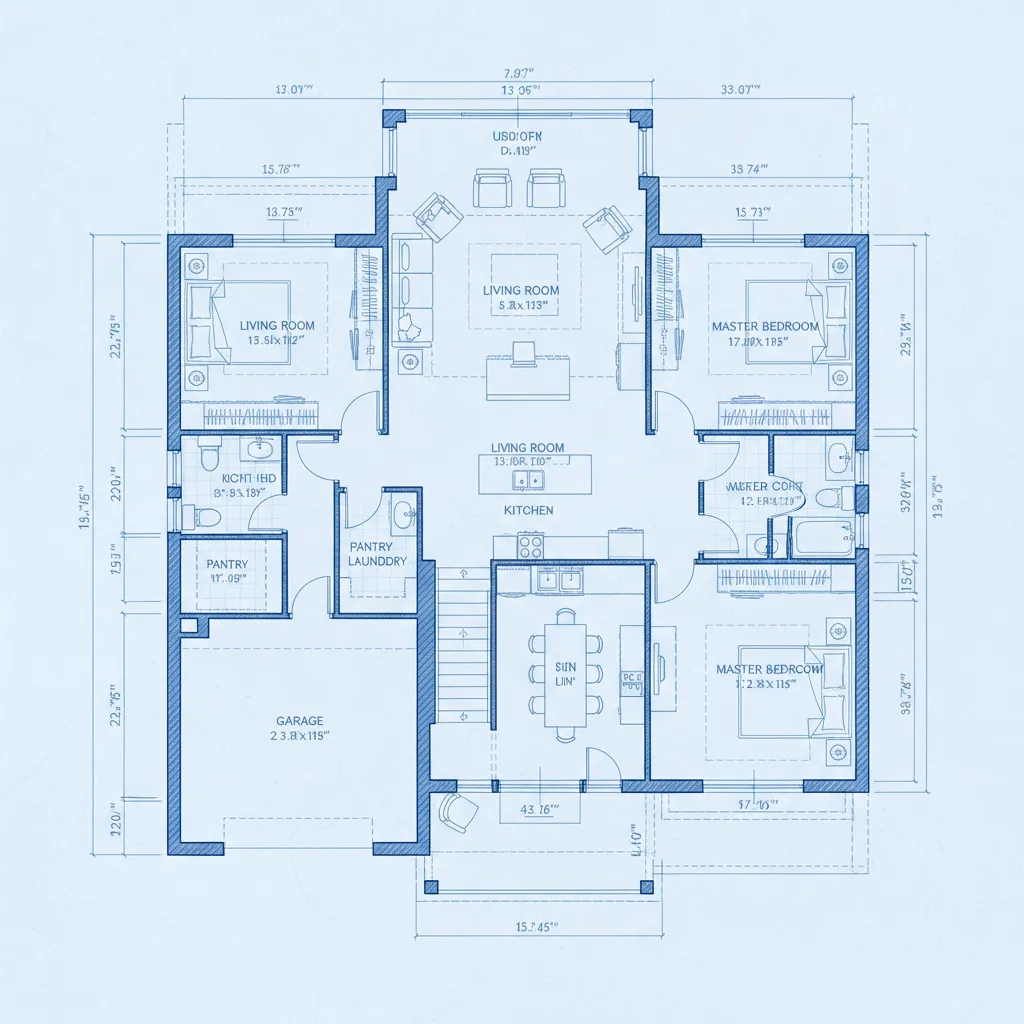Denah rumah lengkap dengan ukuran ruang