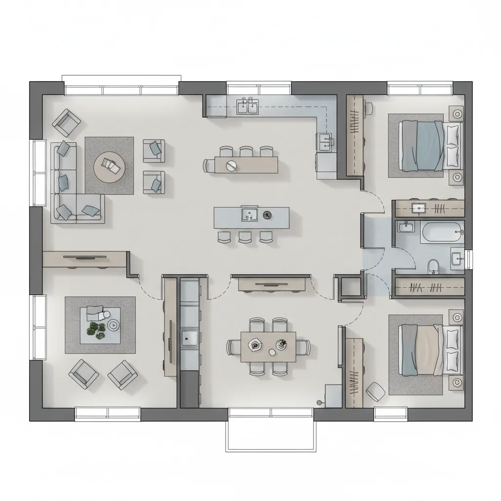 Contoh denah rumah dengan pembagian ruang jelas