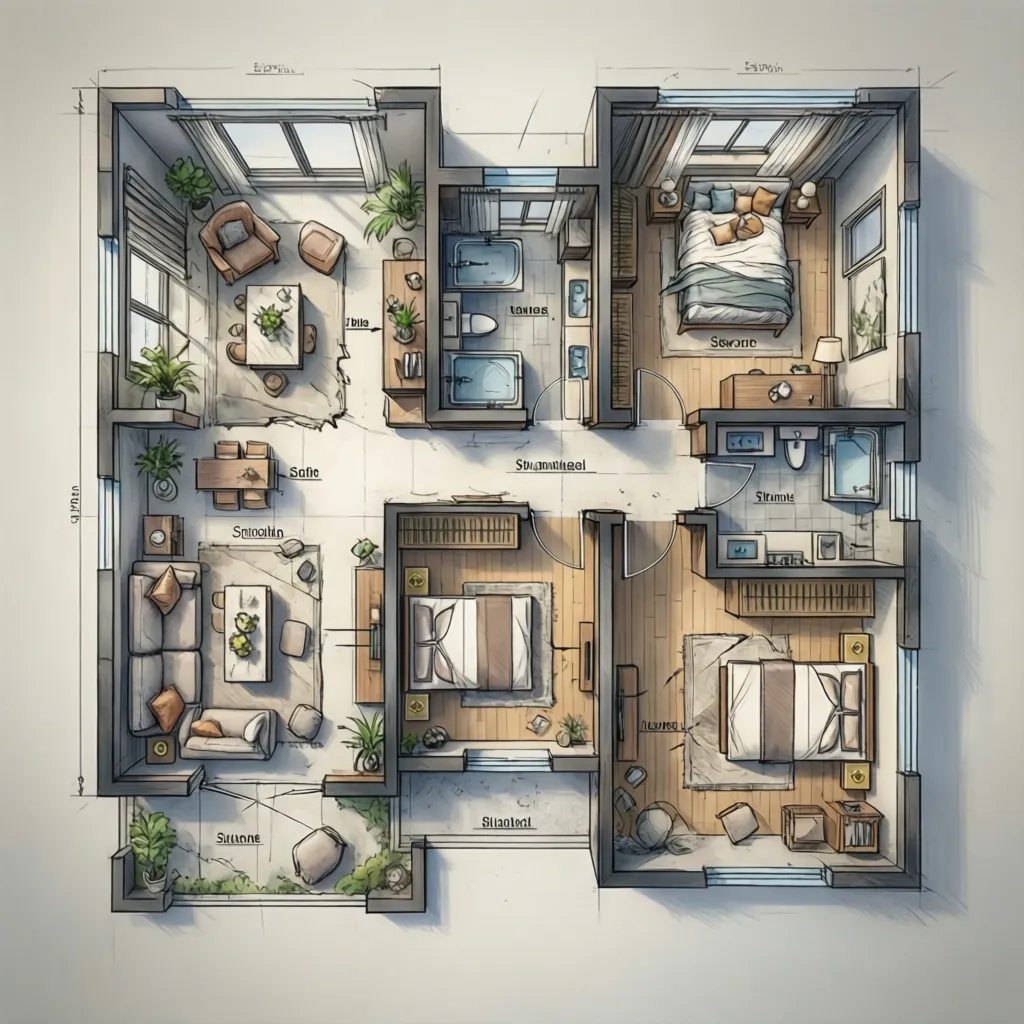 Contoh denah rumah sederhana tampilan atas