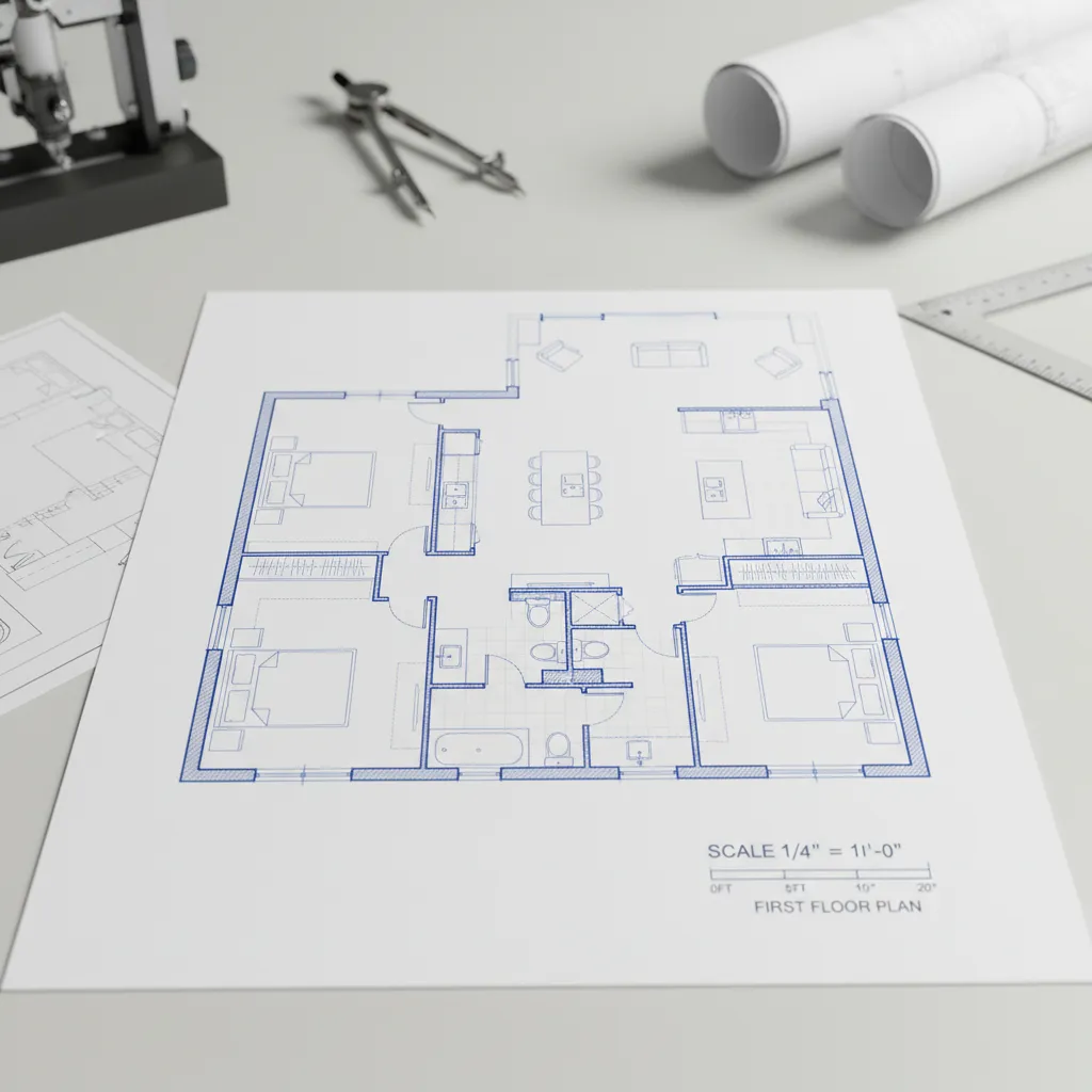 Contoh denah rumah dengan keterangan skala arsitektur