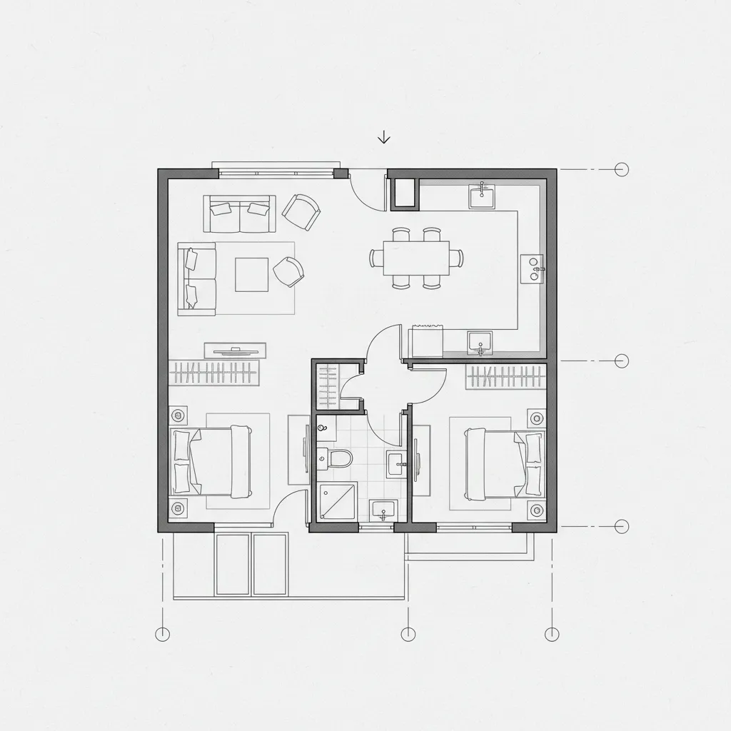 Contoh denah rumah type 36 modern dengan dapur belakang