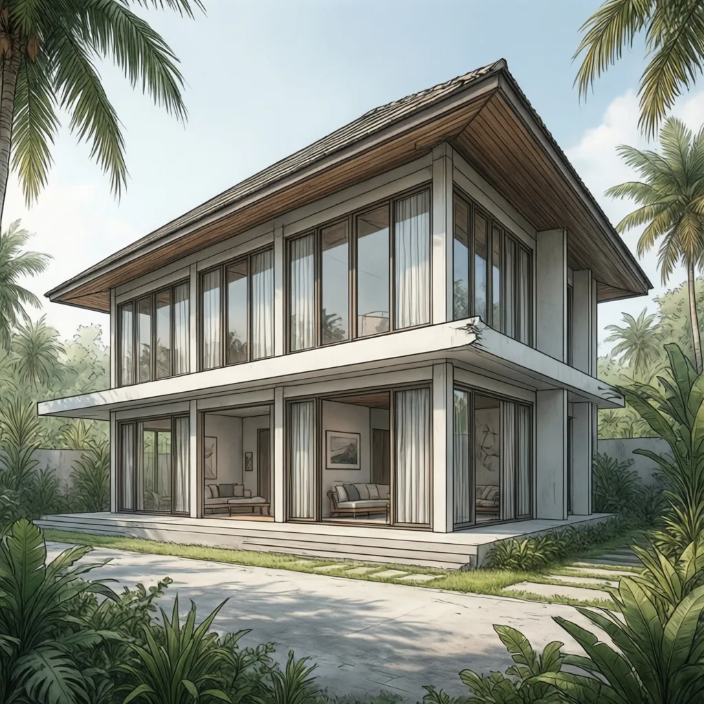 Contoh gambar elevasi rumah dari sisi samping
