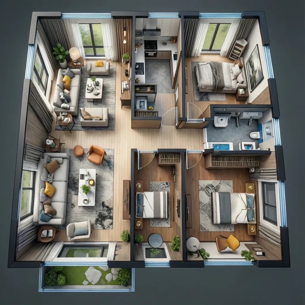 Contoh layout rumah dua lantai modern