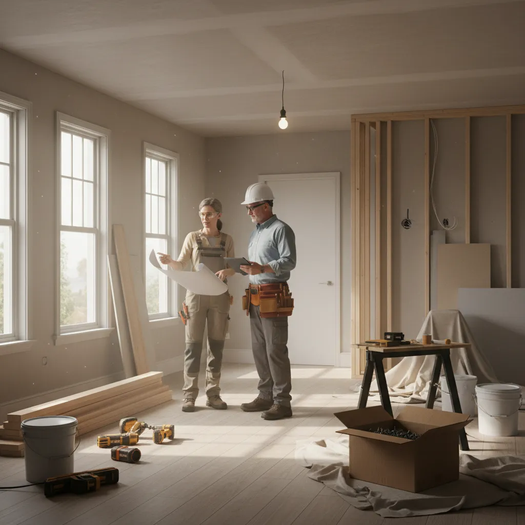 Homeowner and contractor having respectful discussion about renovation project