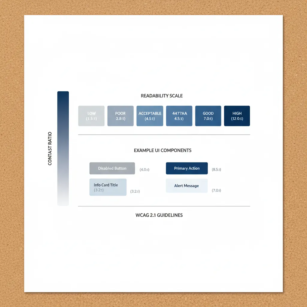 Contrast ratio scale demonstrating readable UI text combinations
