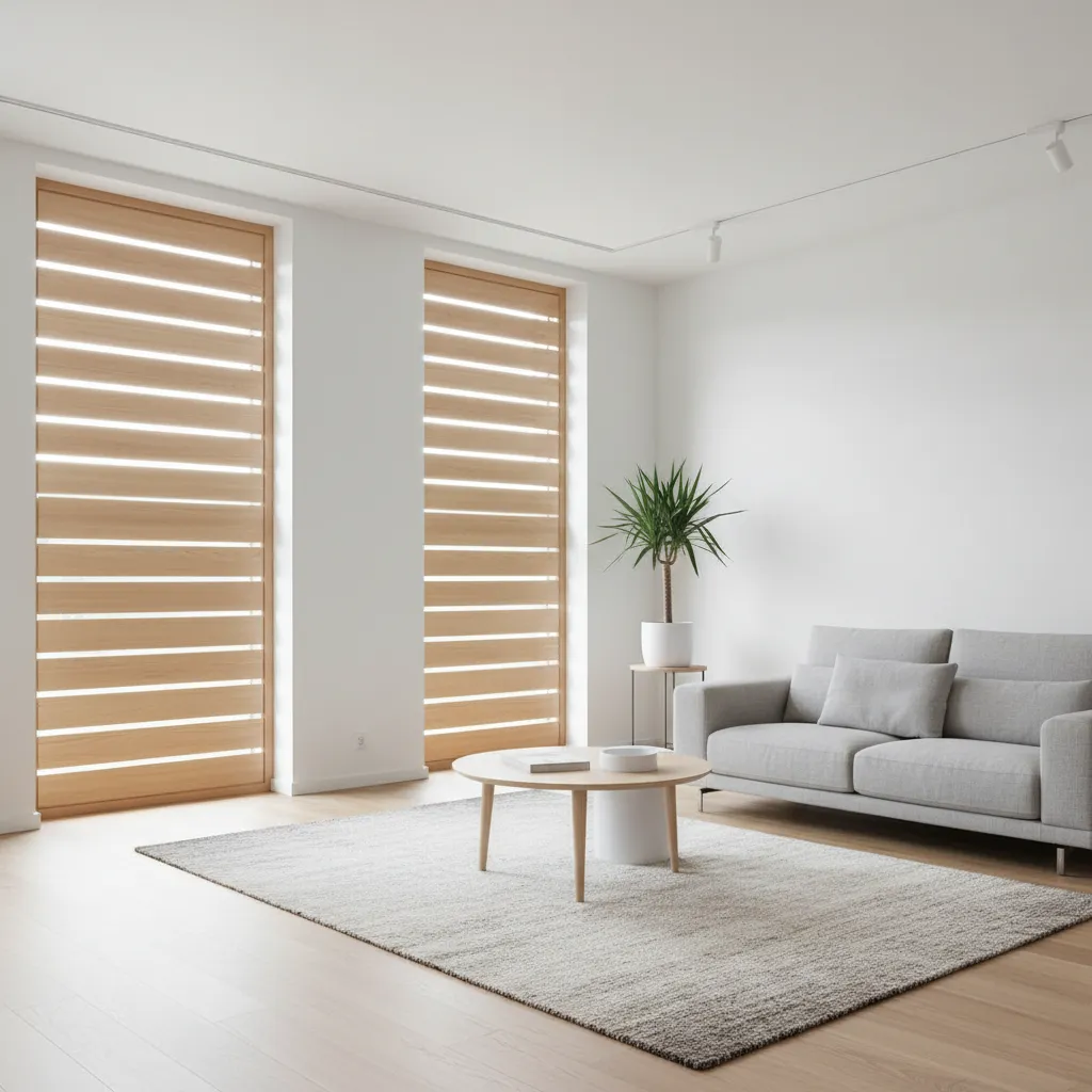 Contraventana interior de madera con diseño minimalista moderno