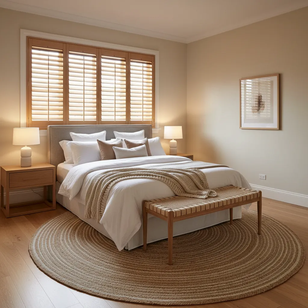 Dormitorio con contraventanas interiores de madera cerradas