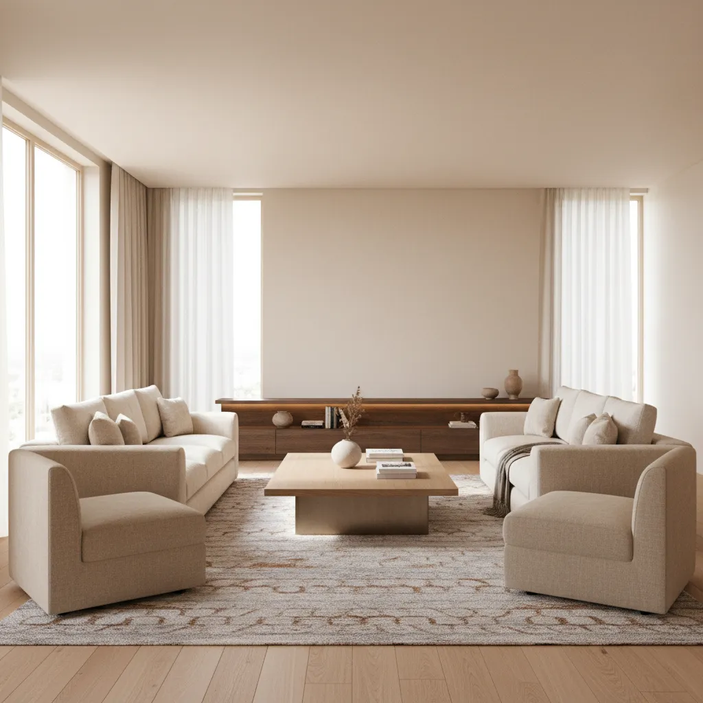 conversation seating arrangement in a square living room with chairs facing each other