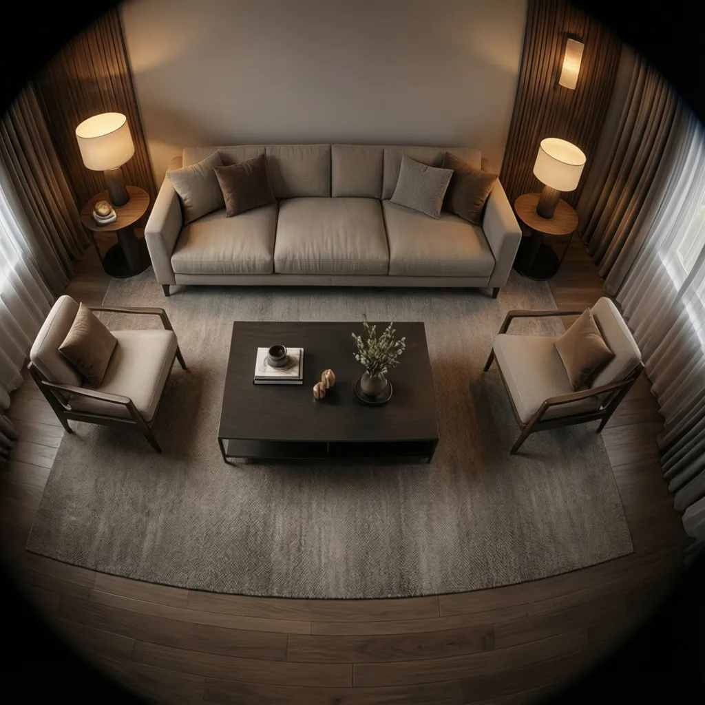 living room furniture arranged in conversation seating layout with sofa and chairs