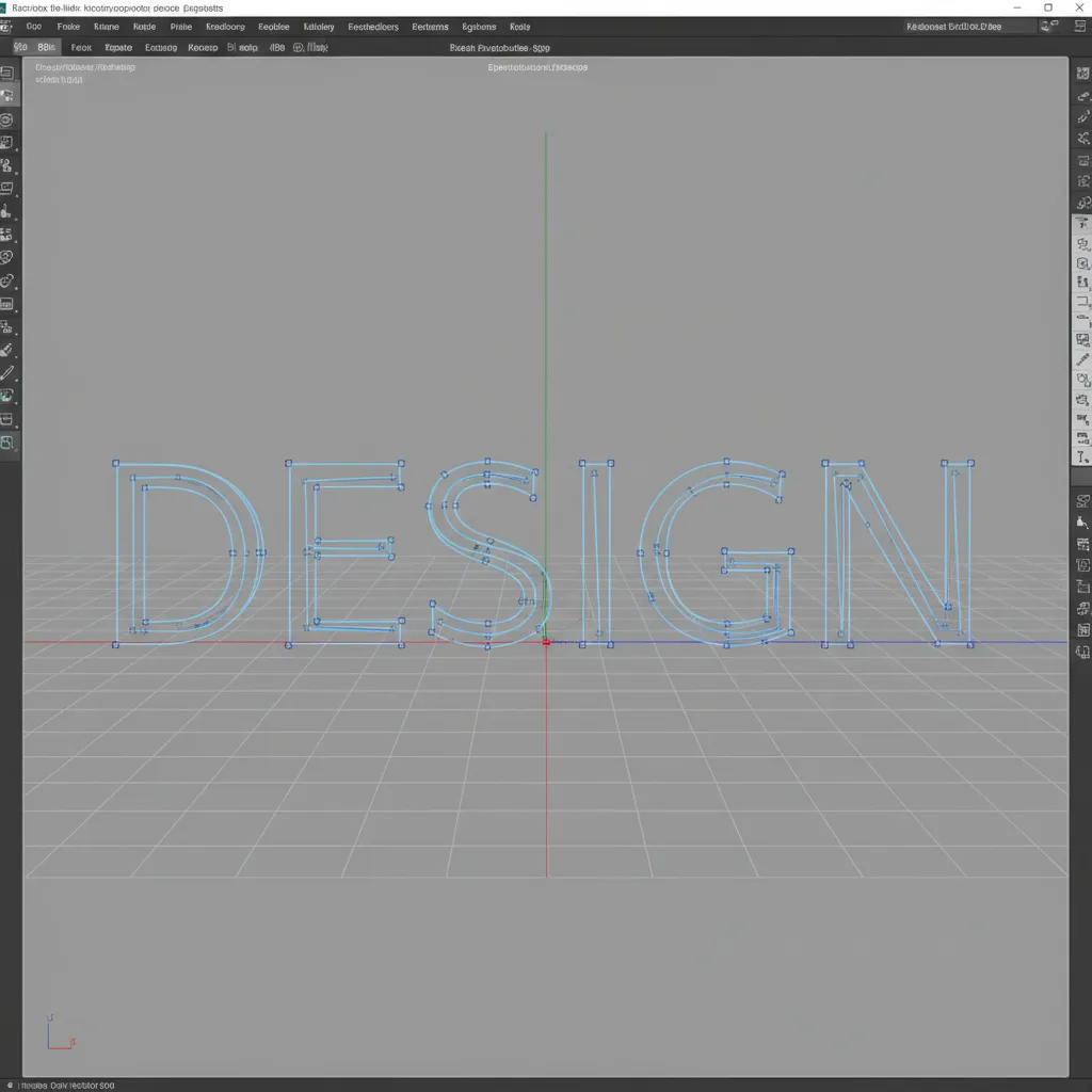 3D modeling software converting text into curve outlines before extrusion