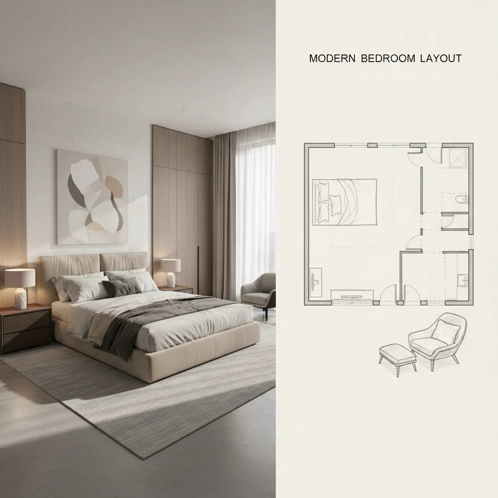 Proceso de convertir una foto de habitación en un esquema de distribución