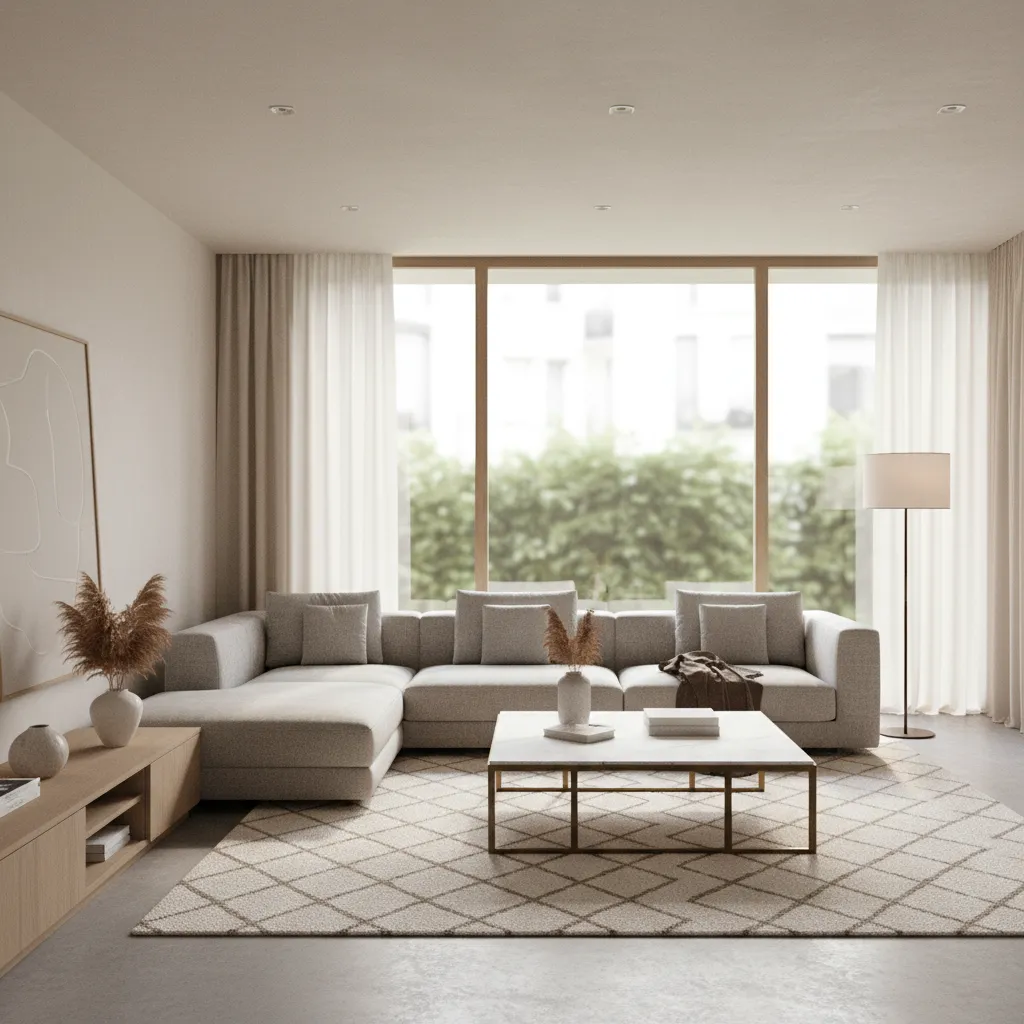 3D living room interior visualization created using Coohom design software