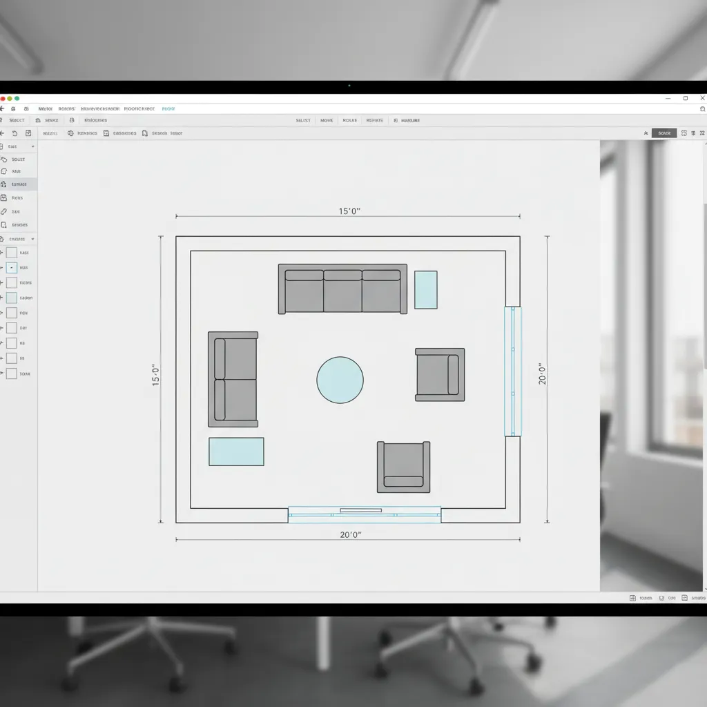 Interior floor plan layout being arranged inside Coohom architecture software