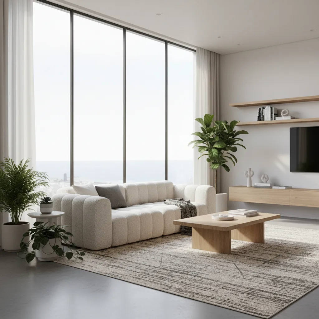 photorealistic living room render created with interior design rendering software