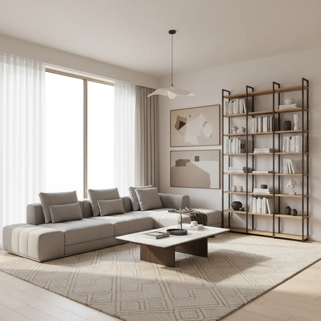 3D visualization of a modern living room layout created in interior design software