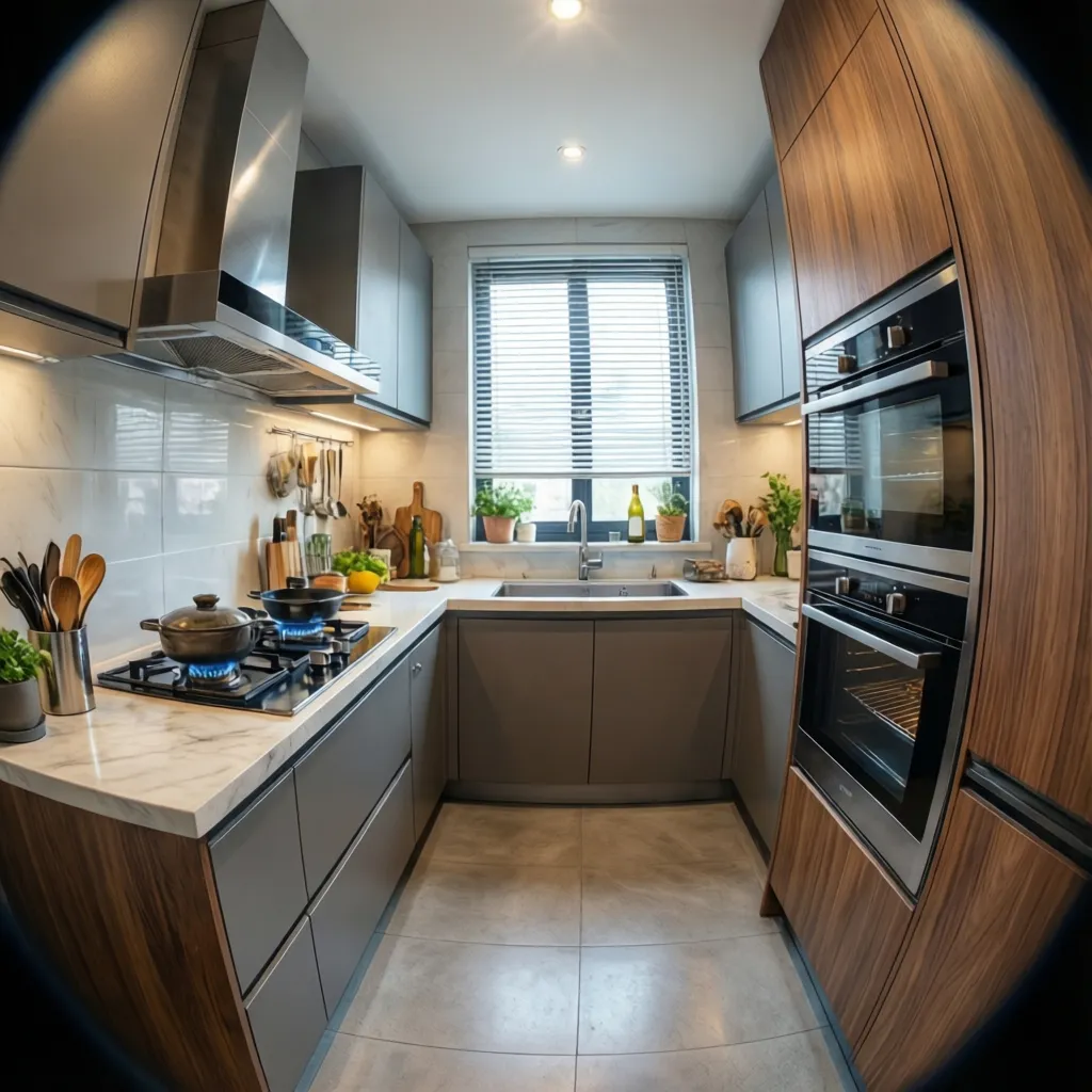 kitchen with separate cooktop and wall oven layout
