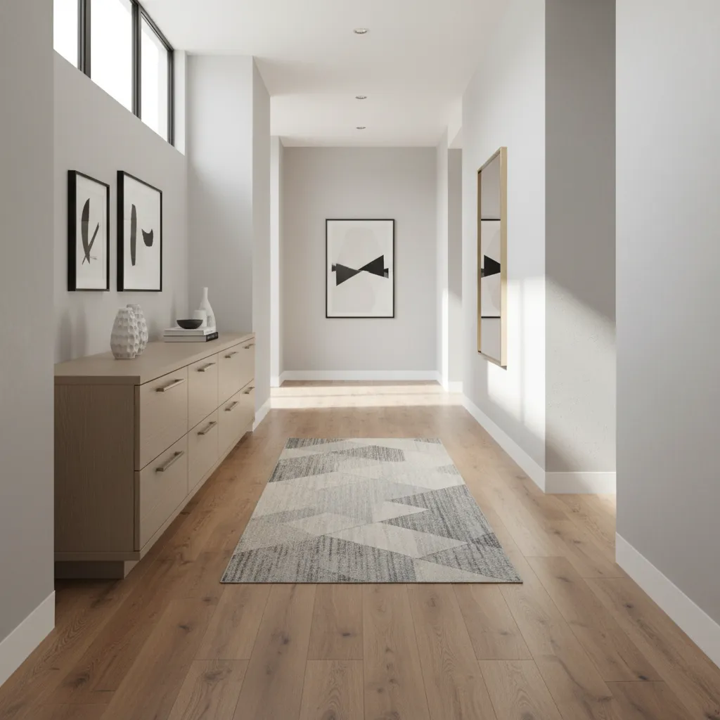 Area rugs protecting high traffic walkway on COREtec floor