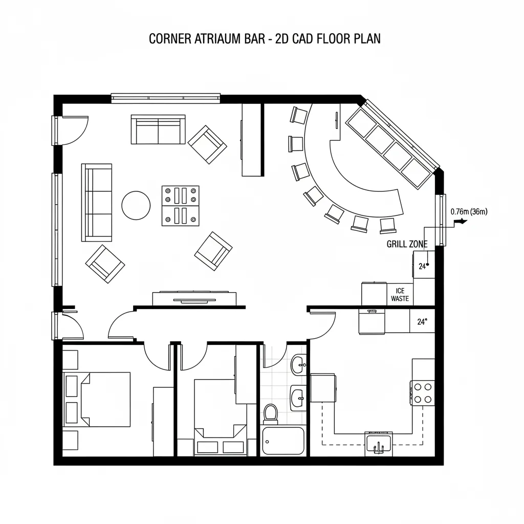 Corner Atrium Bar as Social Router
