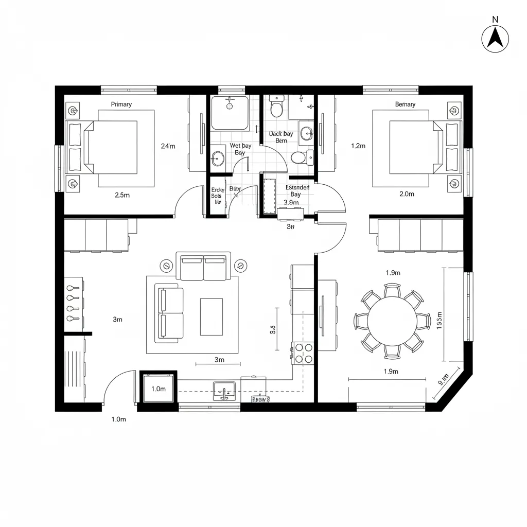 Corner Atrium Dining with Jack-and-Jill Bath