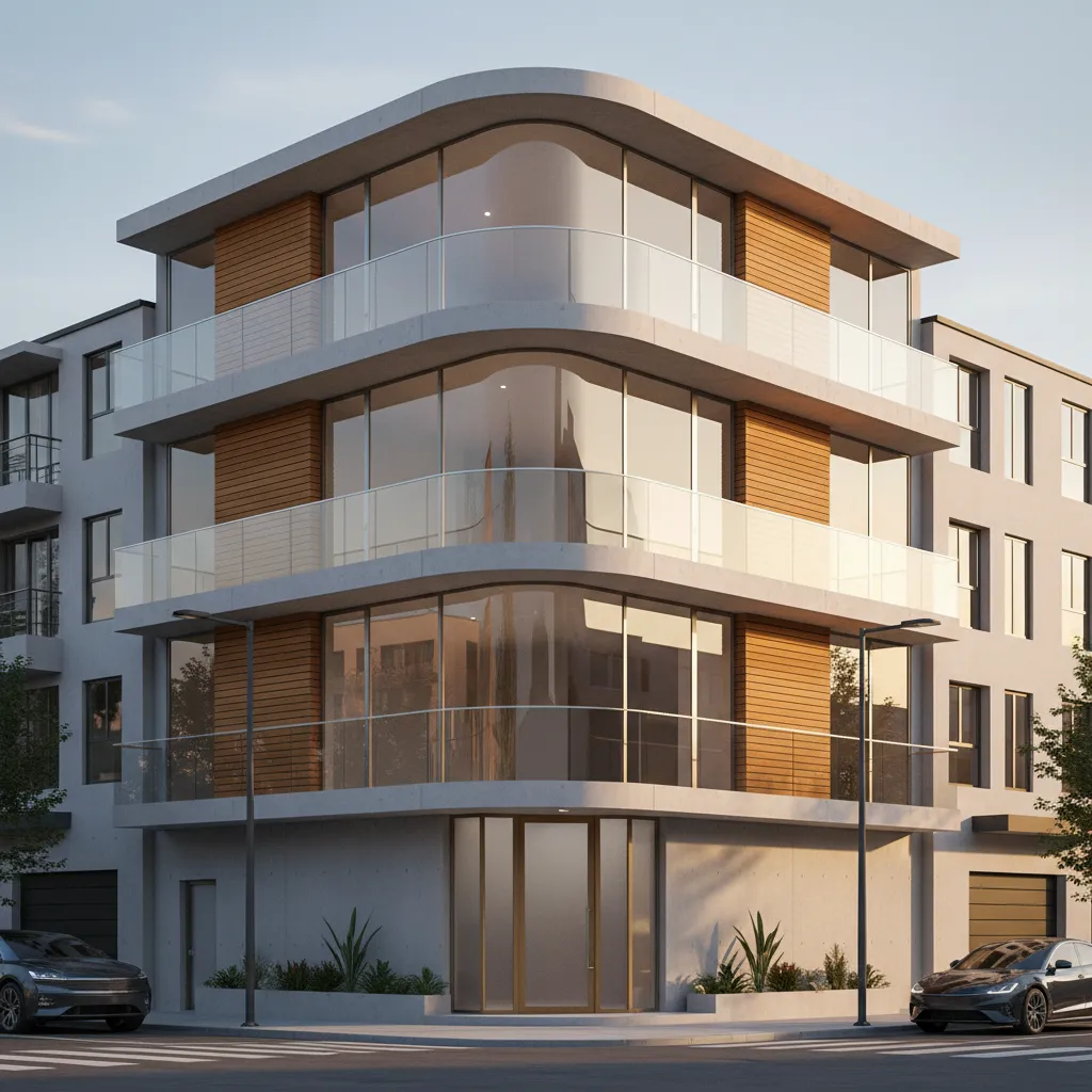 corner wrap balcony on modern three storey house design
