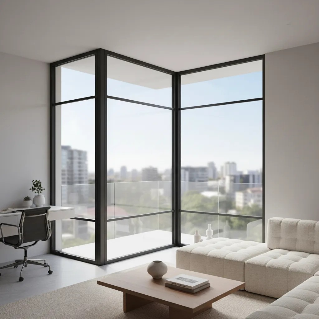 corner balcony window design bringing light from two sides