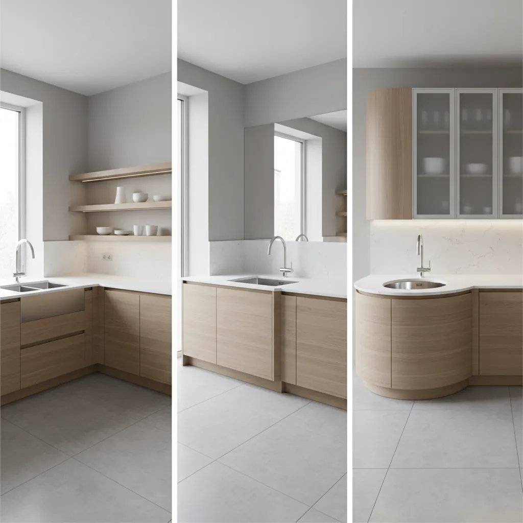 Corner Kitchen Sink Cabinet Layouts Compared: L-Shaped vs Diagonal vs Curved Designs