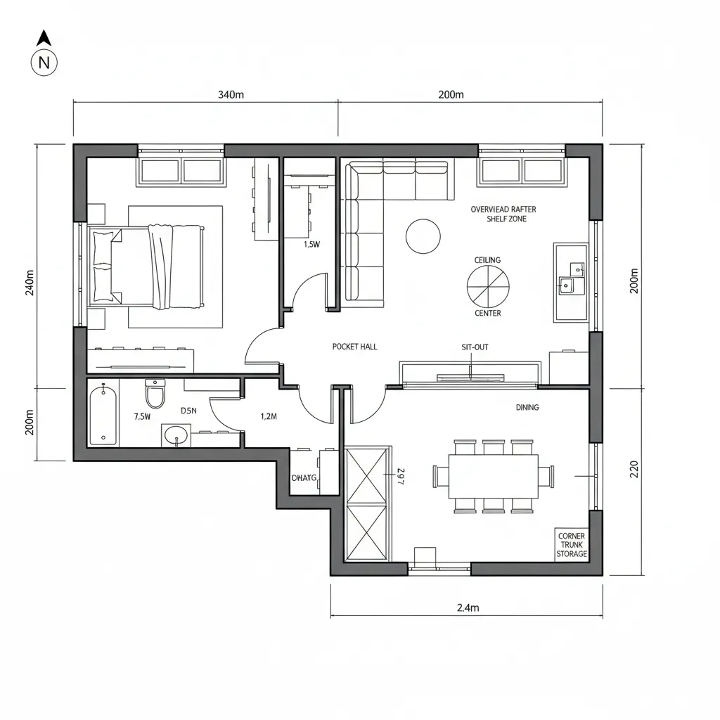 Corner L-Shaped Sit-out as Climate Router