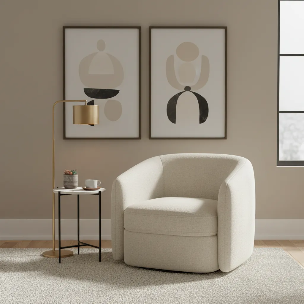 Cozy living room corner with accent chair floor lamp and side table creating reading nook