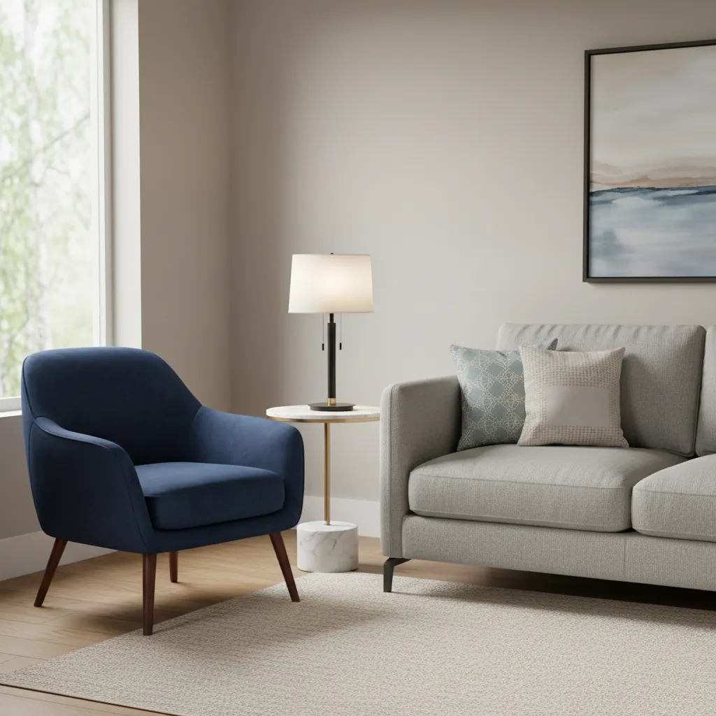 Corner Placement for Navy Accent Chairs