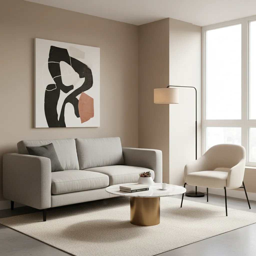 Corner seating arrangement with loveseat and accent chair in small living room