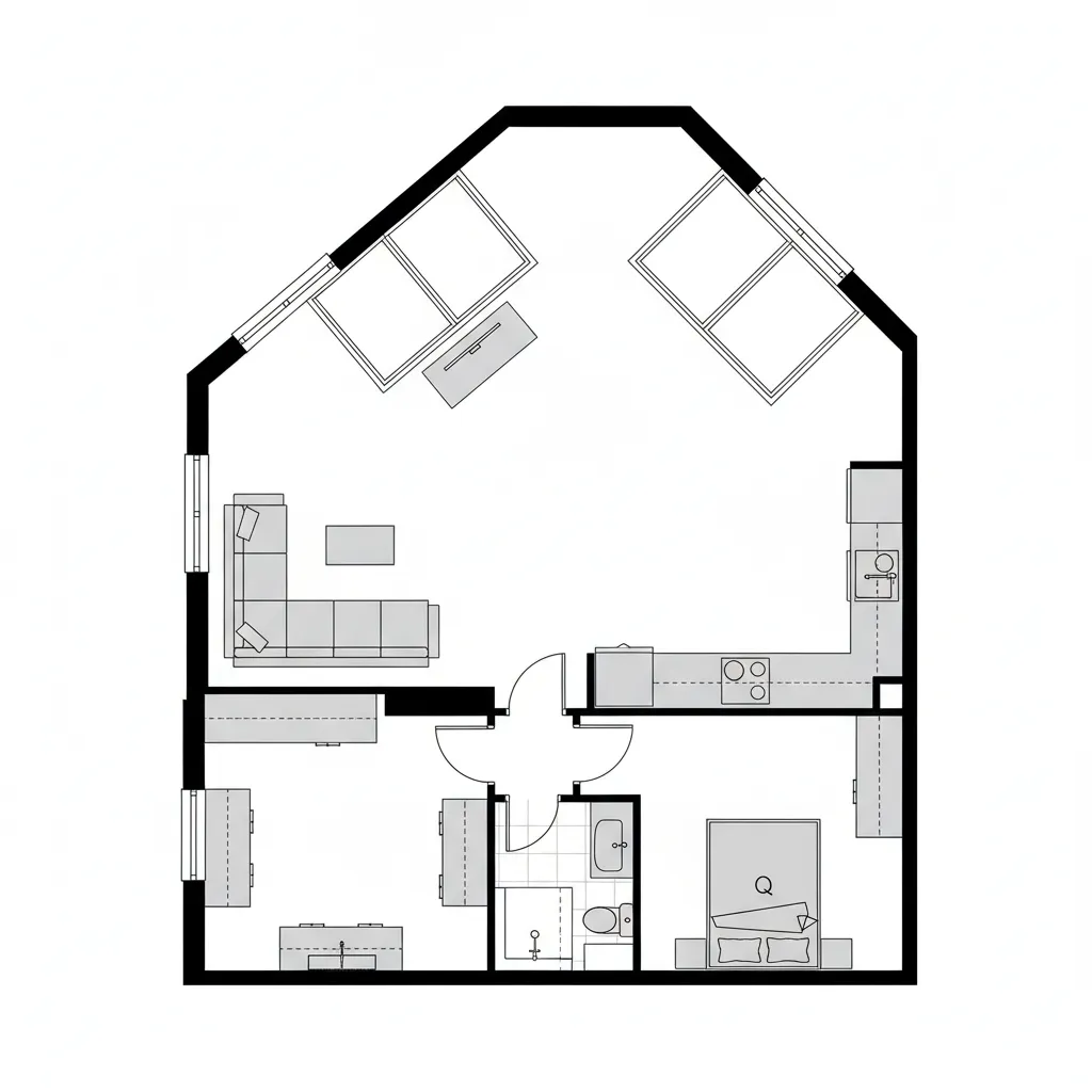 Corner Unit: Angled Light, Split Zones