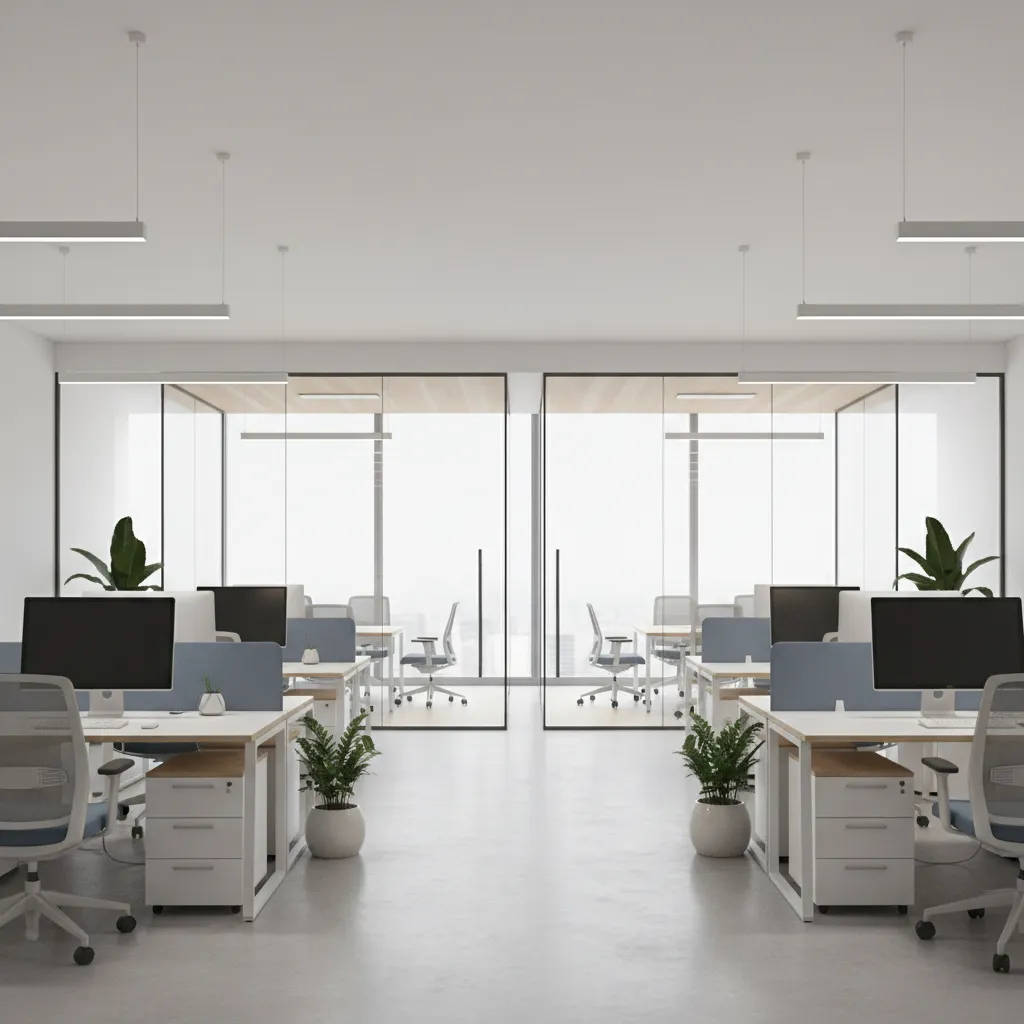 Large corporate office interior designed by architecture and workplace design teams