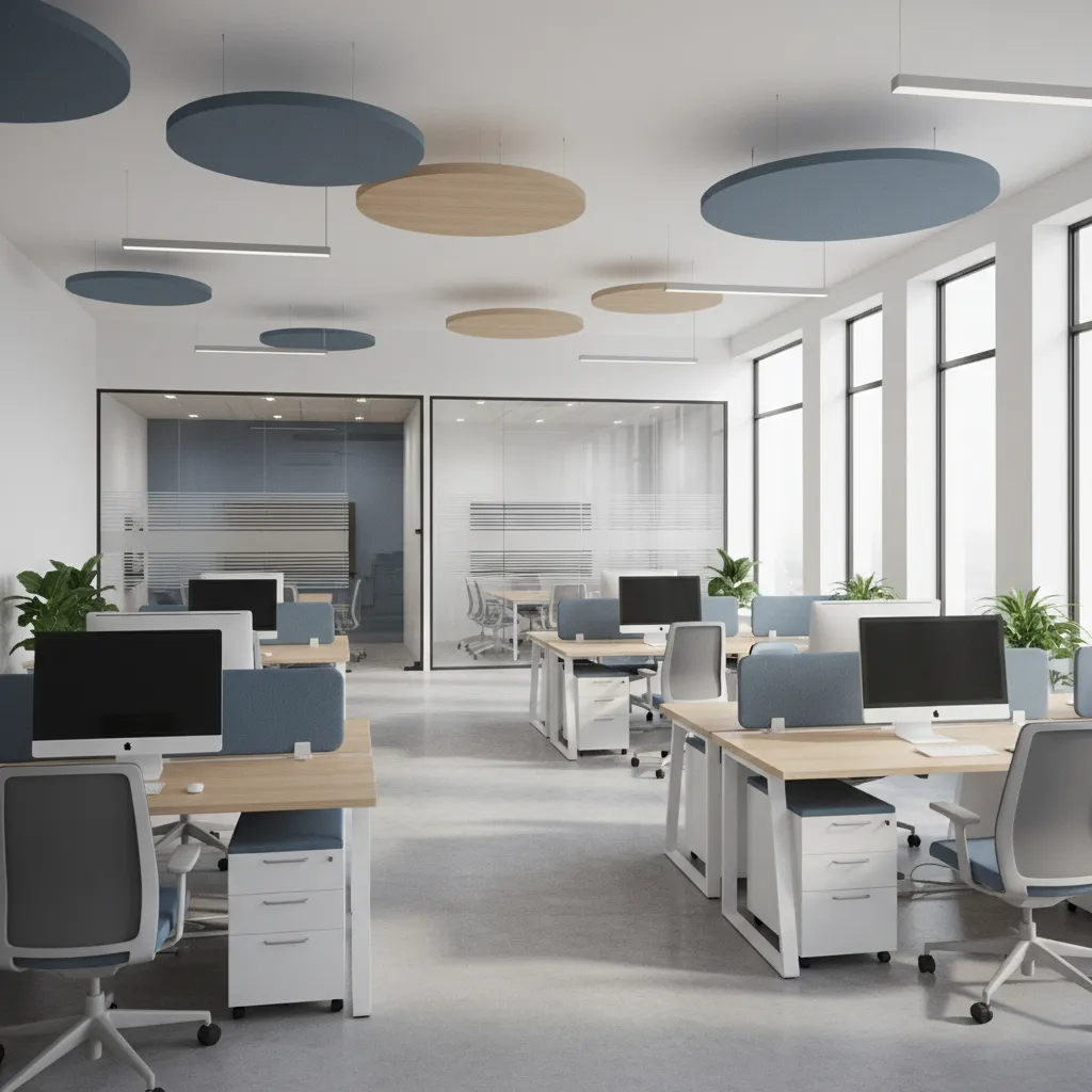 modern corporate office workspace with collaborative layout