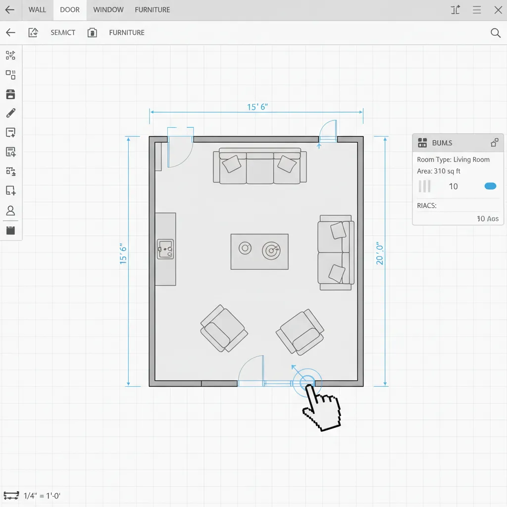 Adjusting room measurements in digital floor plan editor