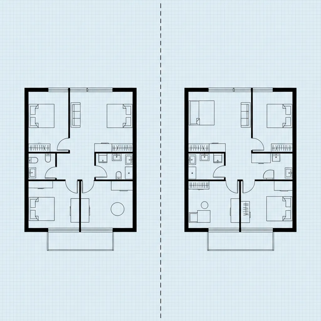 planta de casa pequena mostrando desperdício de espaço com corredor longo