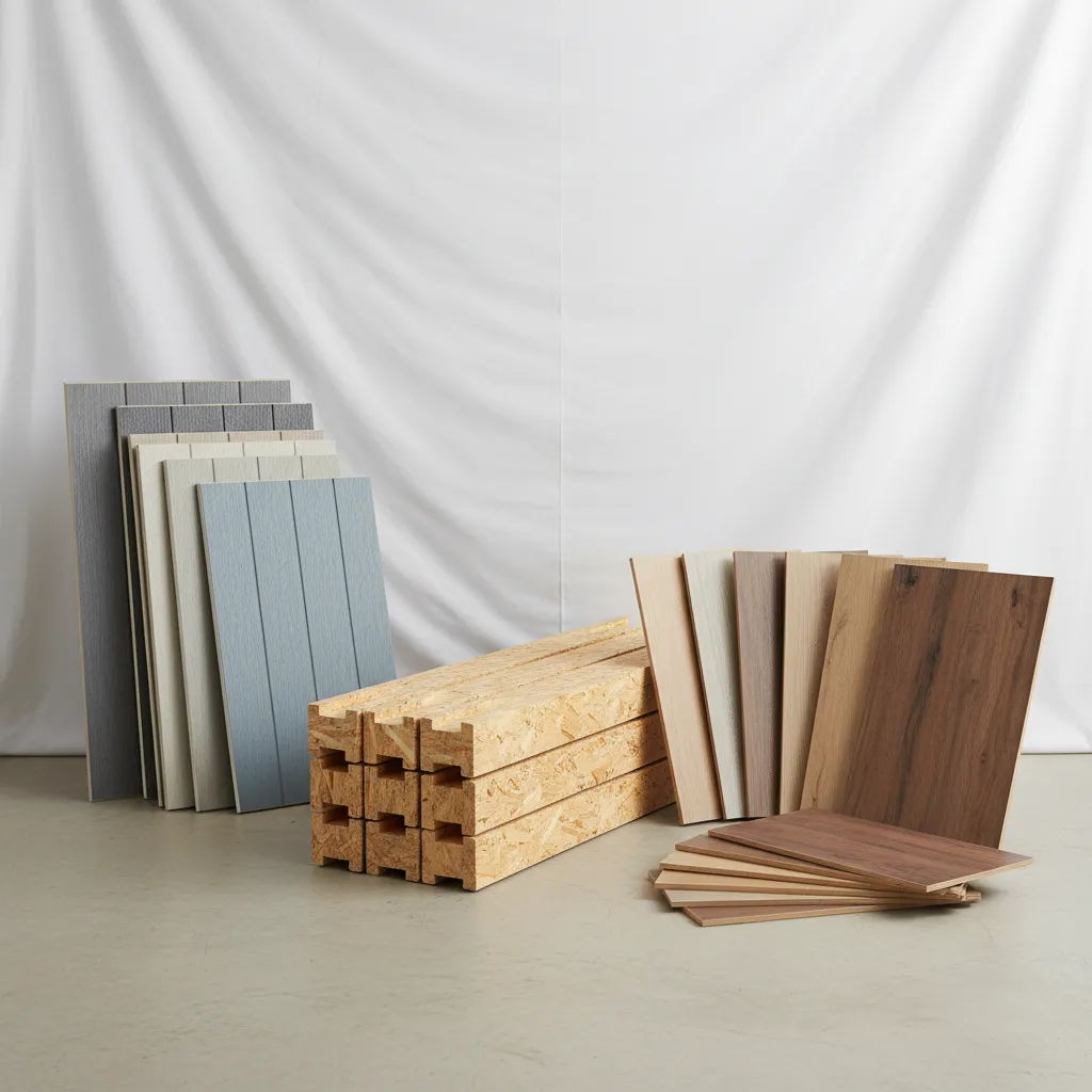 construction materials such as engineered wood and fiber cement siding used in residential building