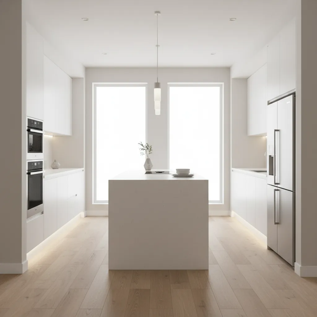 modern interior with quartz counters and vinyl plank flooring
