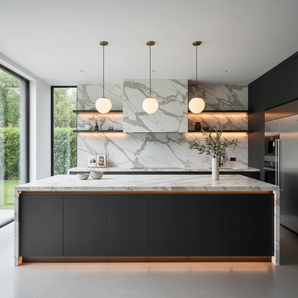 Cocina moderna con materiales de alta gama