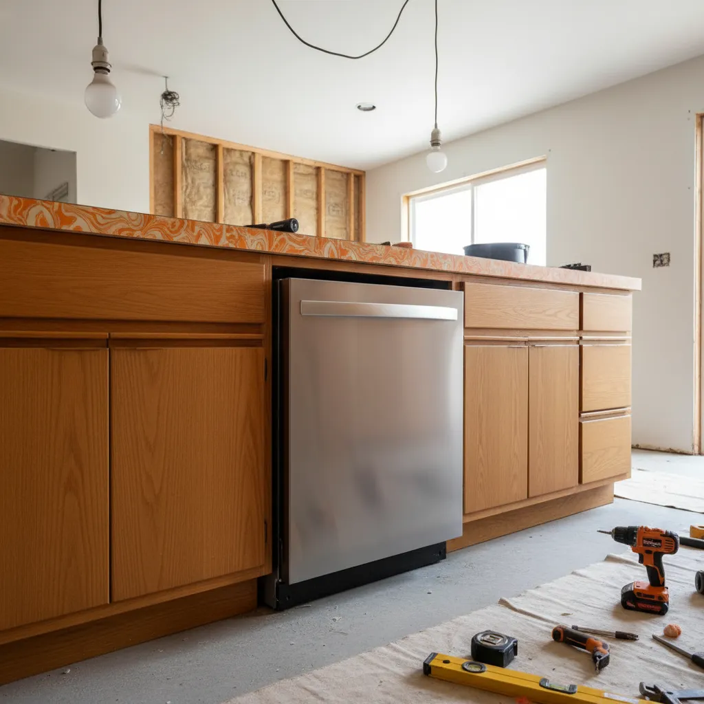 dishwasher unable to slide under slightly low countertop
