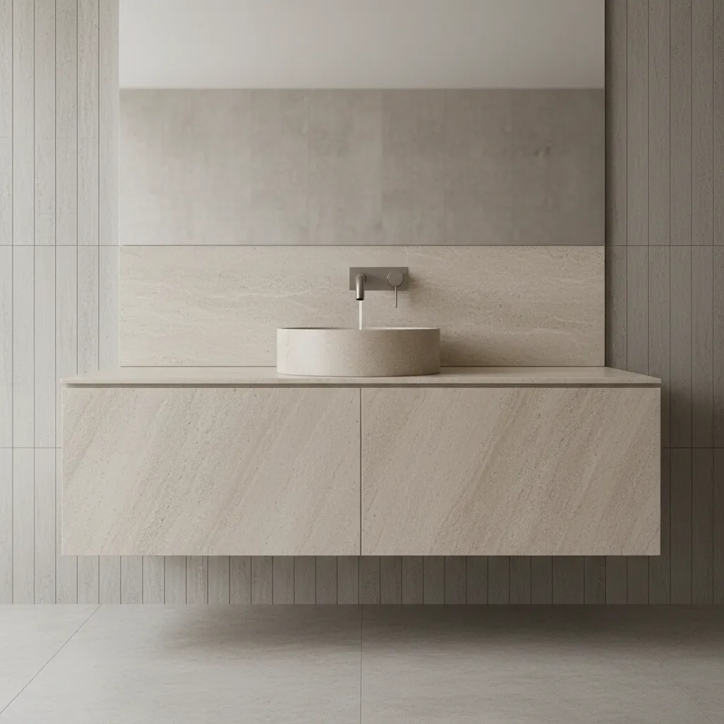 Diagram style visualization showing faucet clearance above countertop basin