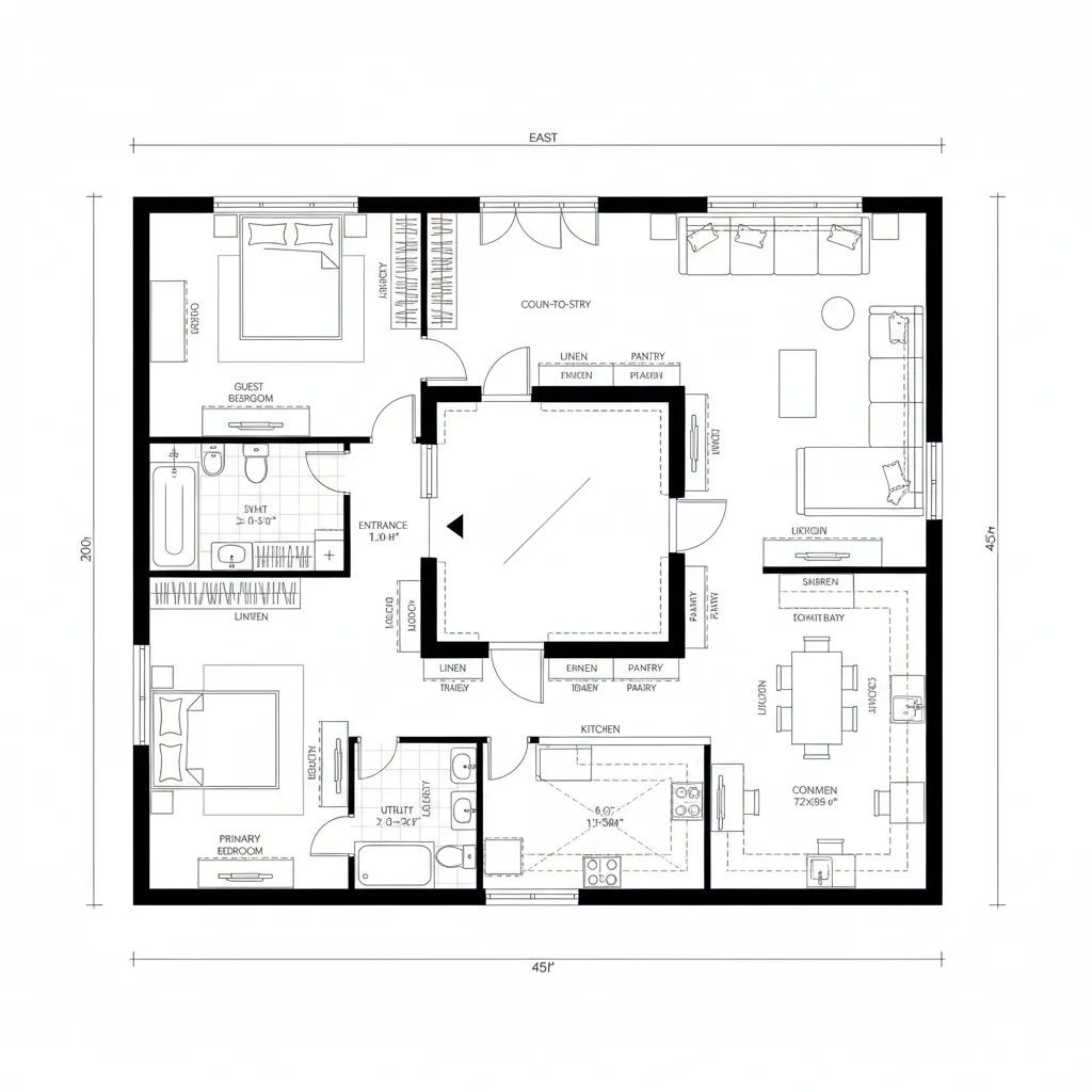 Court-Core with Split Bedrooms