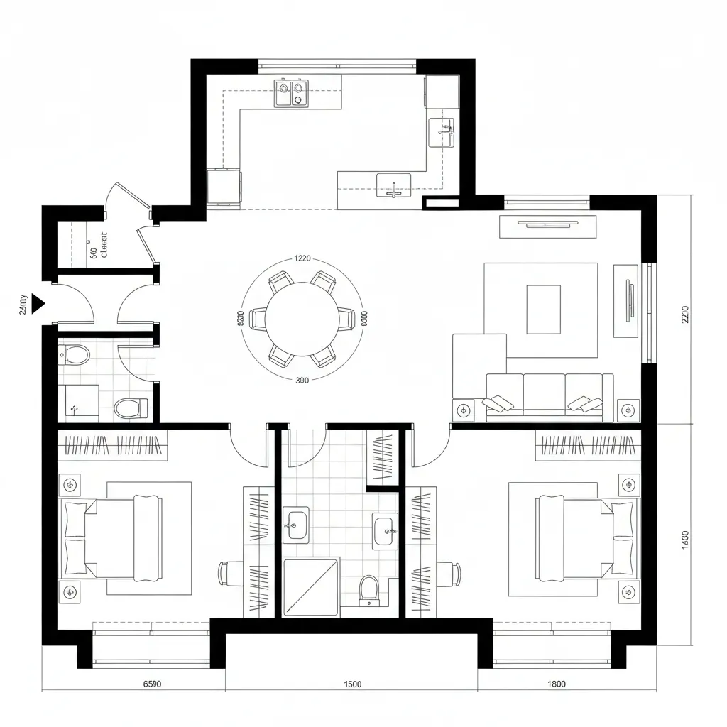 Courtyard Core + Perimeter Rooms