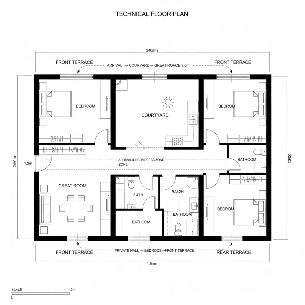 Courtyard Core + Dual Terraces