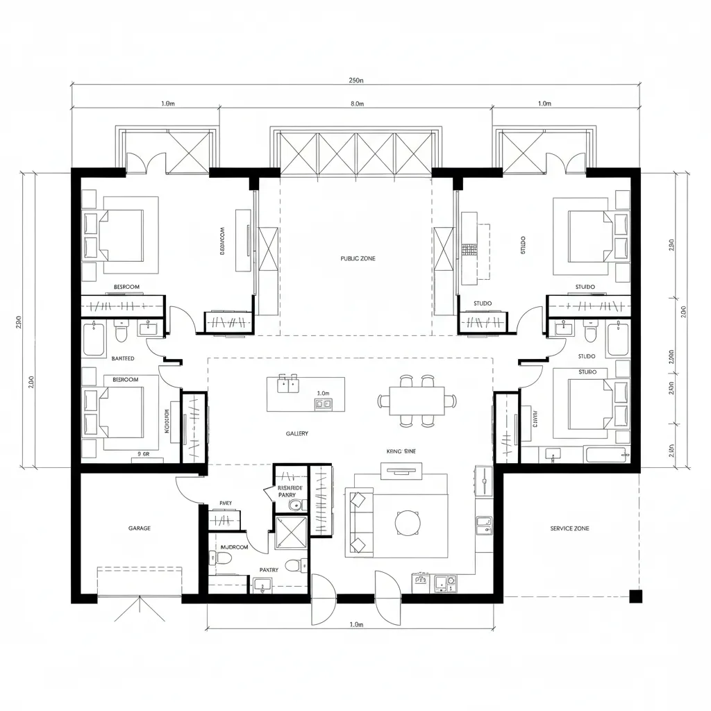Courtyard Spine with Dual Wings