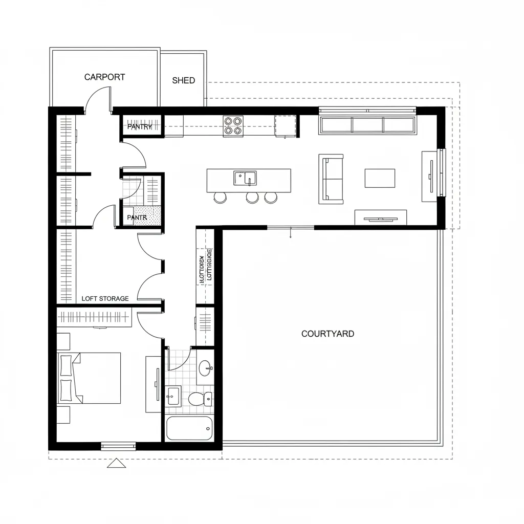 Courtyard Elbow (L-shaped cottage)