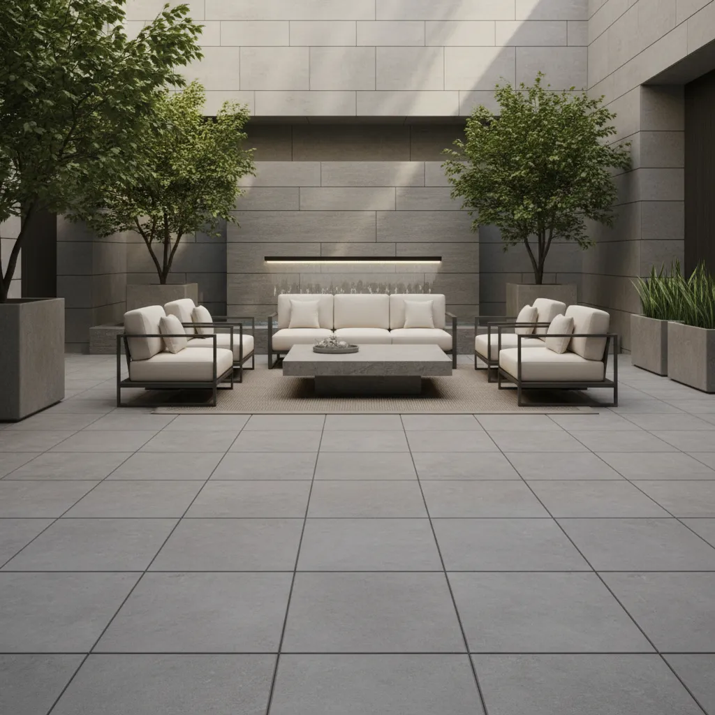 courtyard with large slab paving layout and minimal joints
