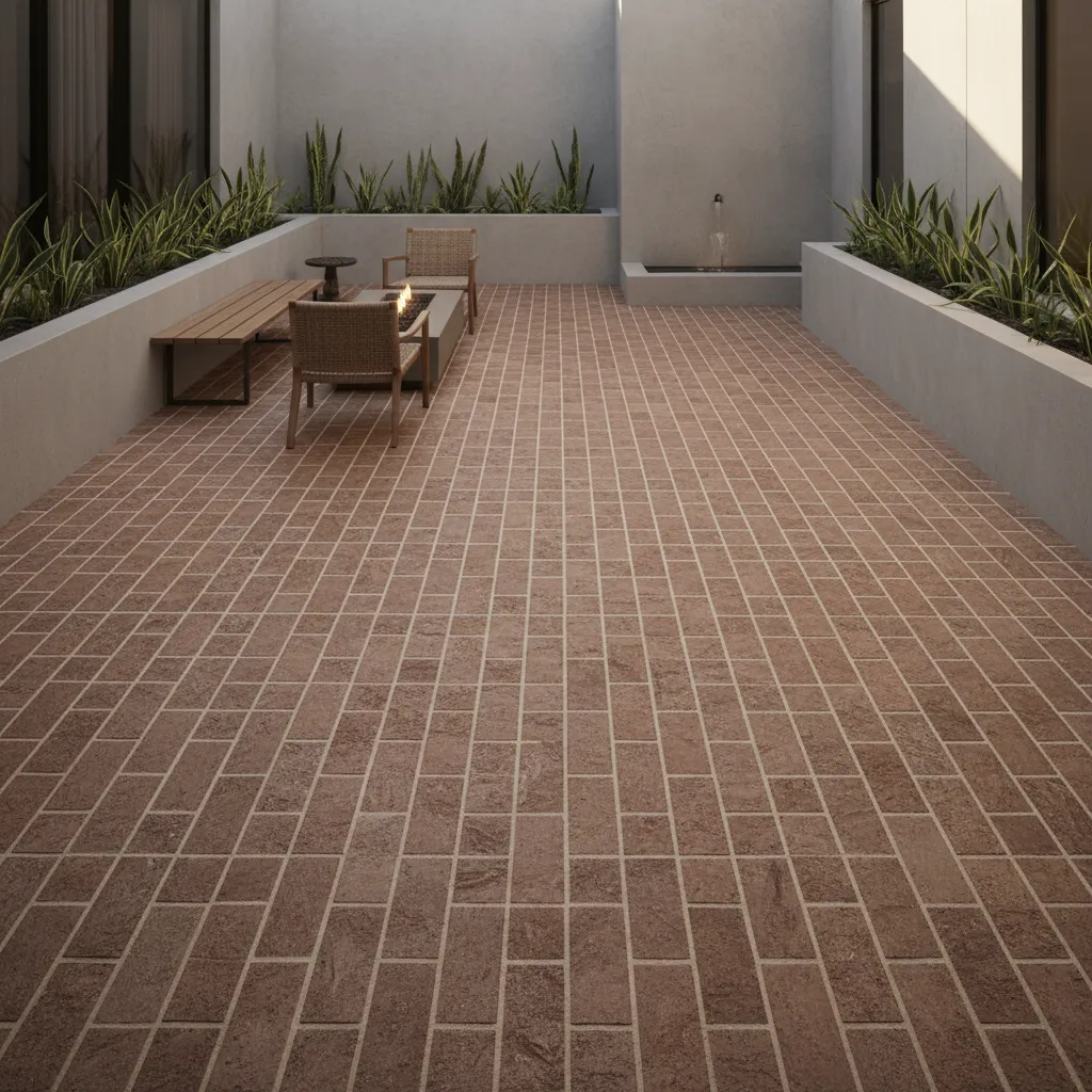 running bond courtyard paving pattern with clean lines