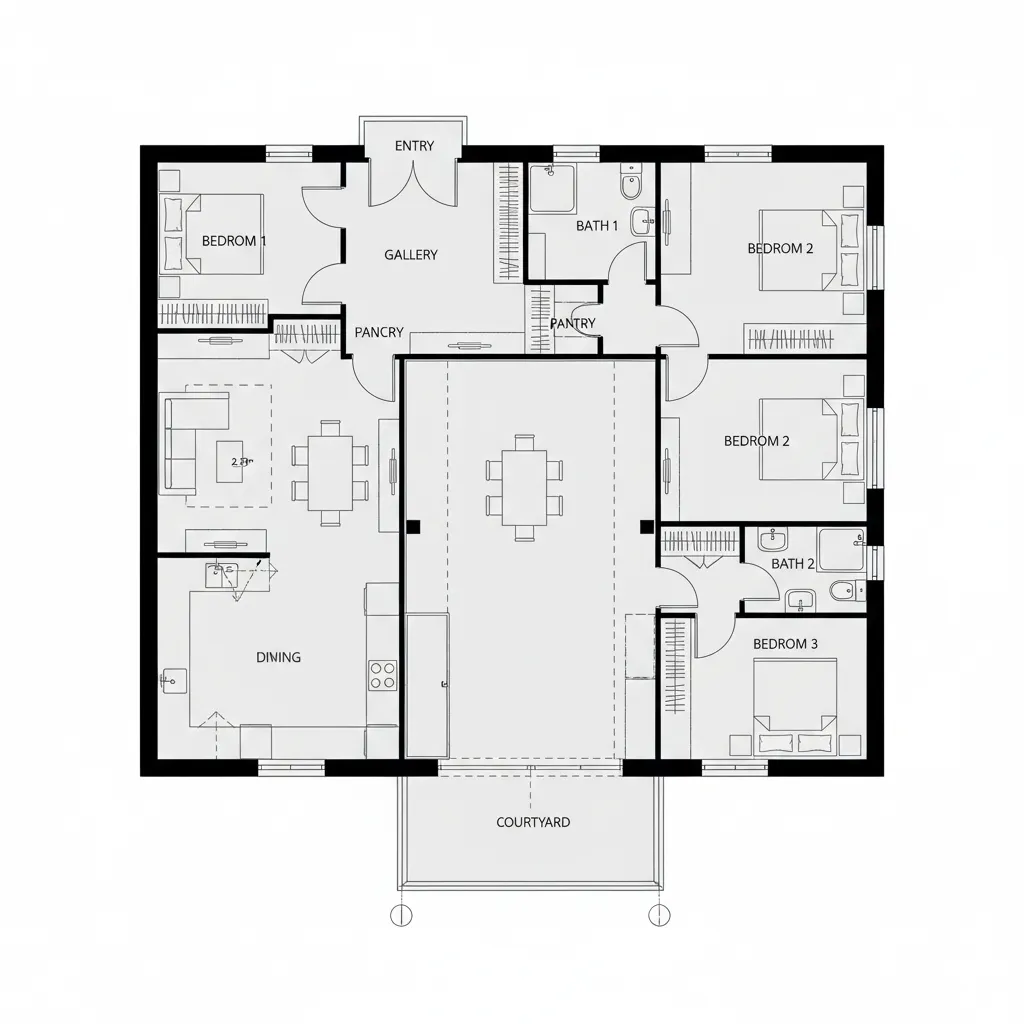 Courtyard Spine Bungalow