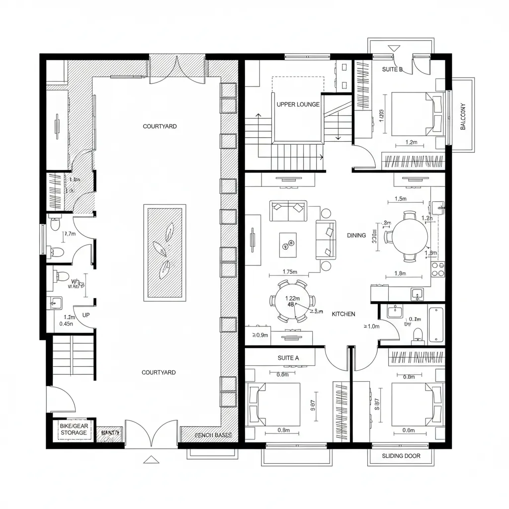 Courtyard Spine with Dual Suites
